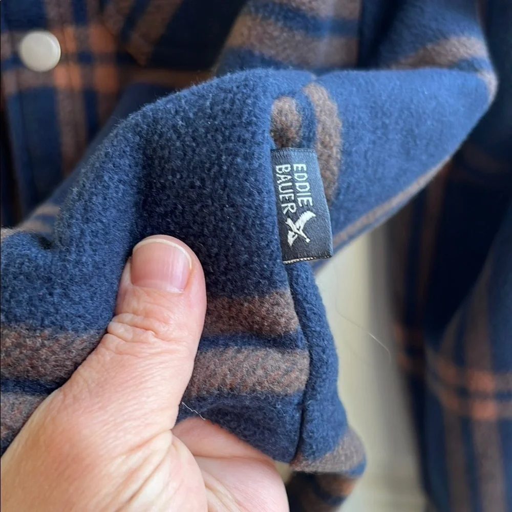 Eddie Bauer Kids Plaid Jacket - Navy and Brown Shacket
